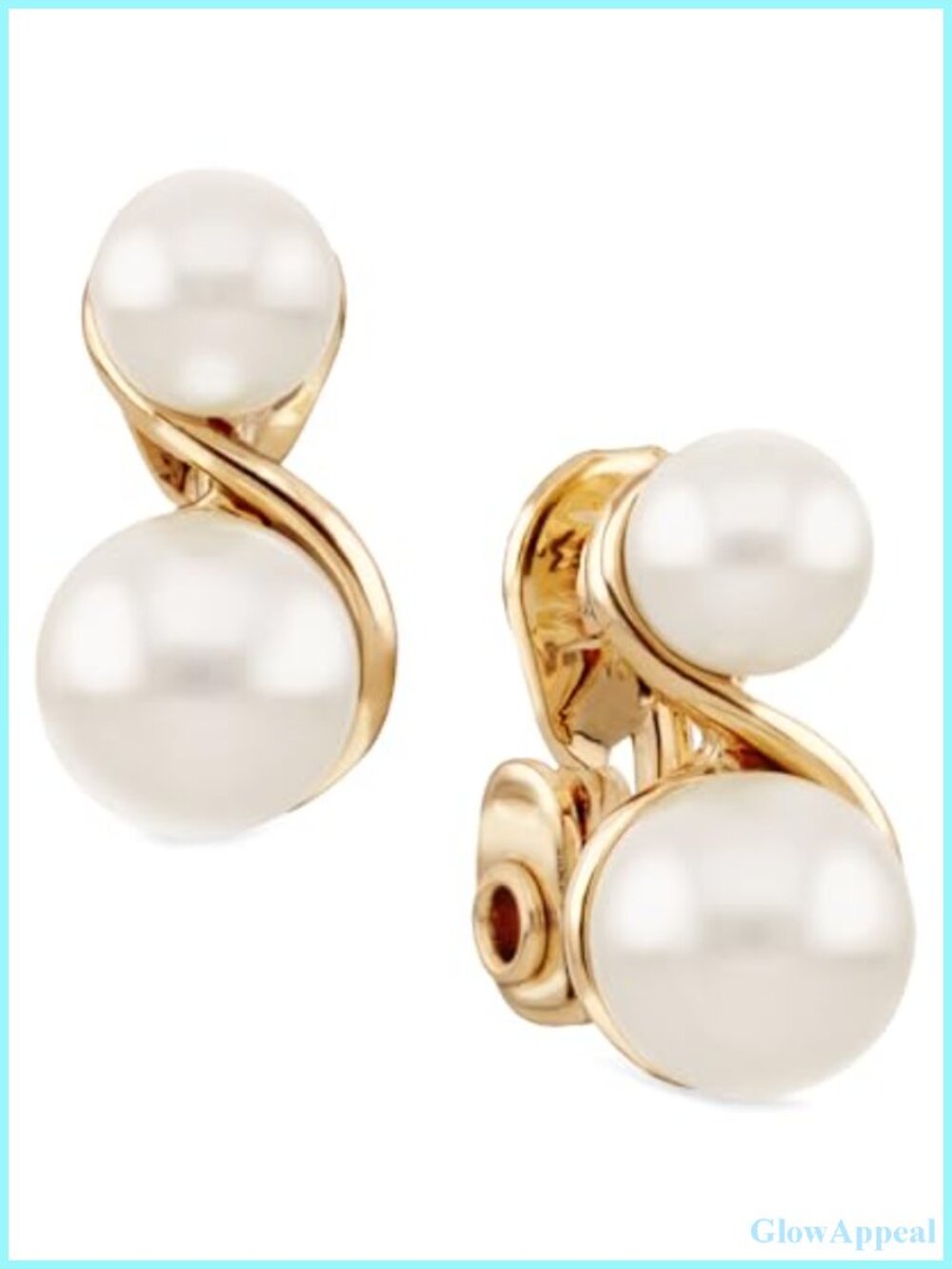 Clip-On Pearl Earrings, Lightweight Zinc & Glass
